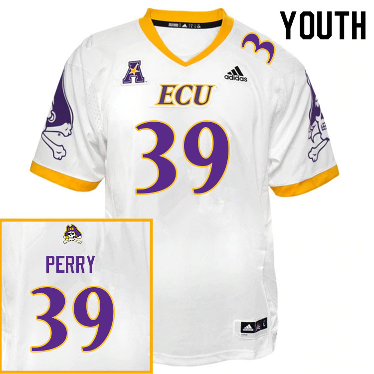 Youth #39 Daren Perry ECU Pirates College Football Jerseys Sale-White